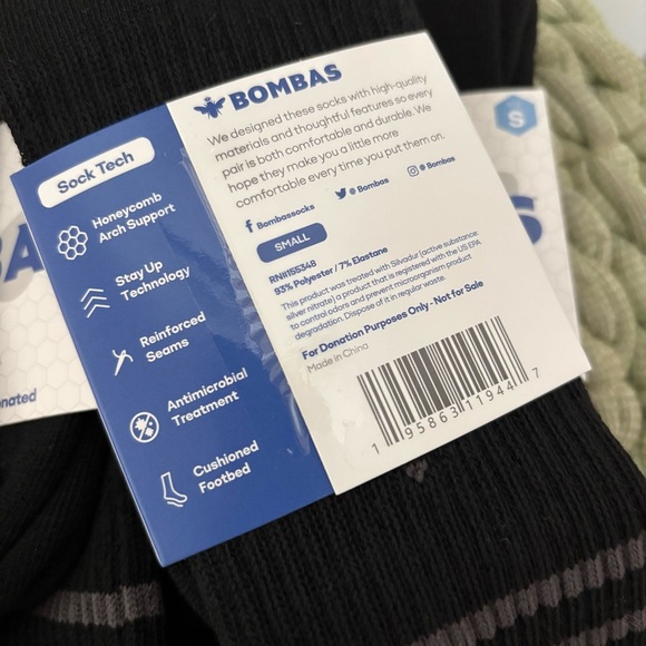 NWT BOMBAS All-Purpose Calf Black/ Gray Sock 3-Pack Small - Picture 2 of 6